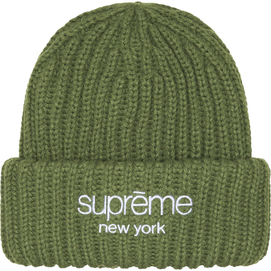 Supreme Classic Logo Chunky Ribbed Beanie Olive