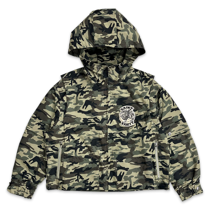 Saint Vanity Nylon Hooded Jacket Green Camo