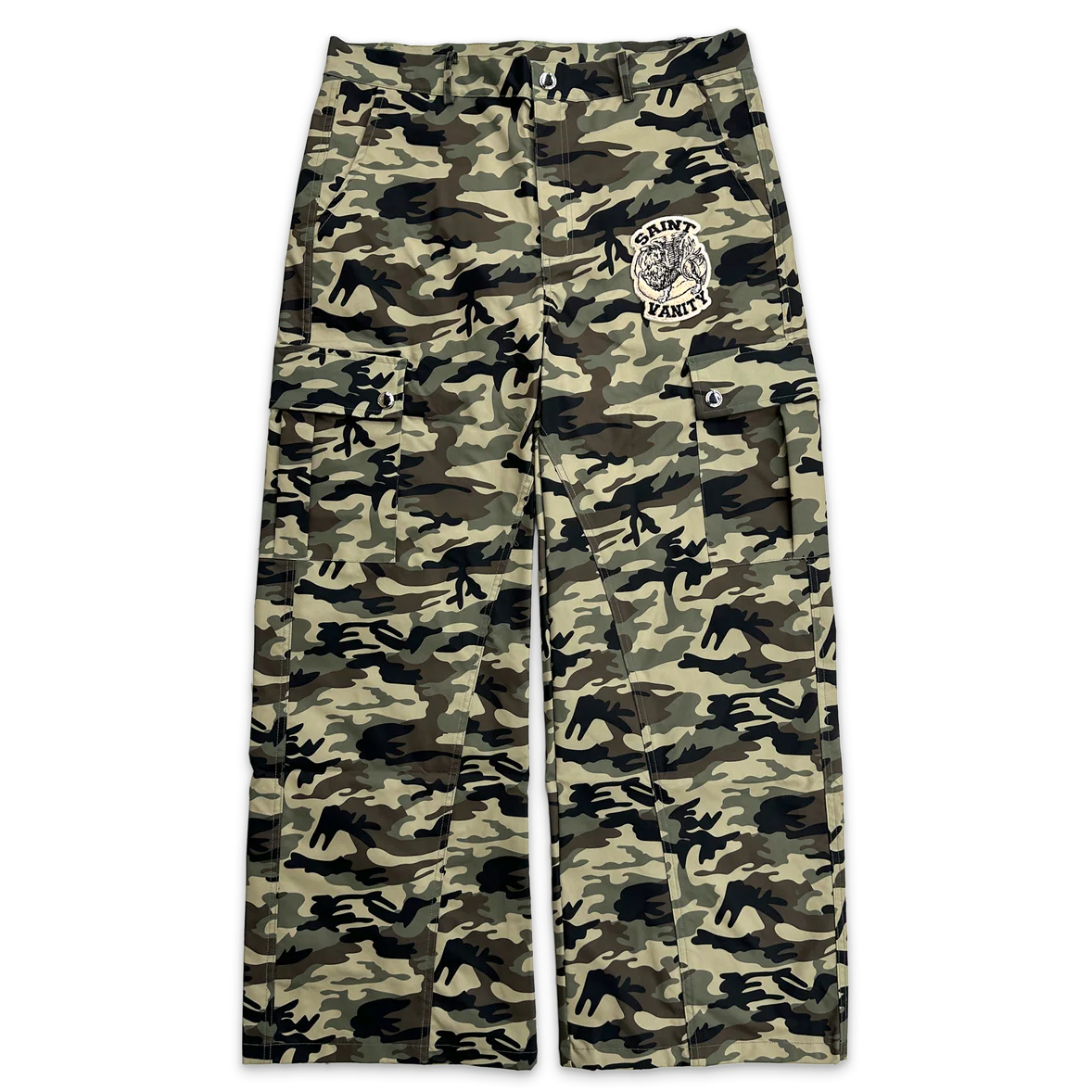 Saint Vanity Nylon Cargo Pants Green Camo