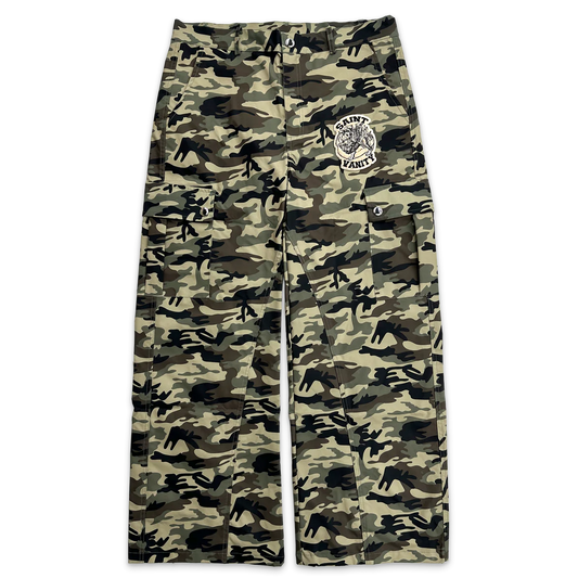 Saint Vanity Nylon Cargo Pants Green Camo