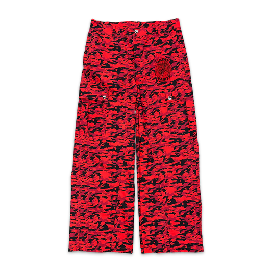 Saint Vanity Nylon Cargo Pants Red Camo