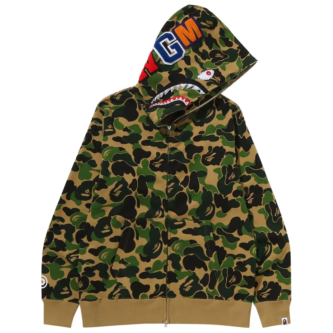 BAPE ABC Camo Crystal Stone Shark Full Zip Hoodie Green