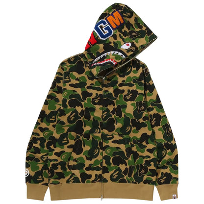 BAPE ABC Camo Crystal Stone Shark Full Zip Hoodie Green
