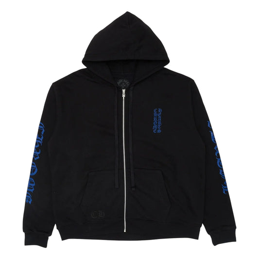Chrome Hearts Vertical Logo Thermal Zip-Up Hoodie Black/Blue