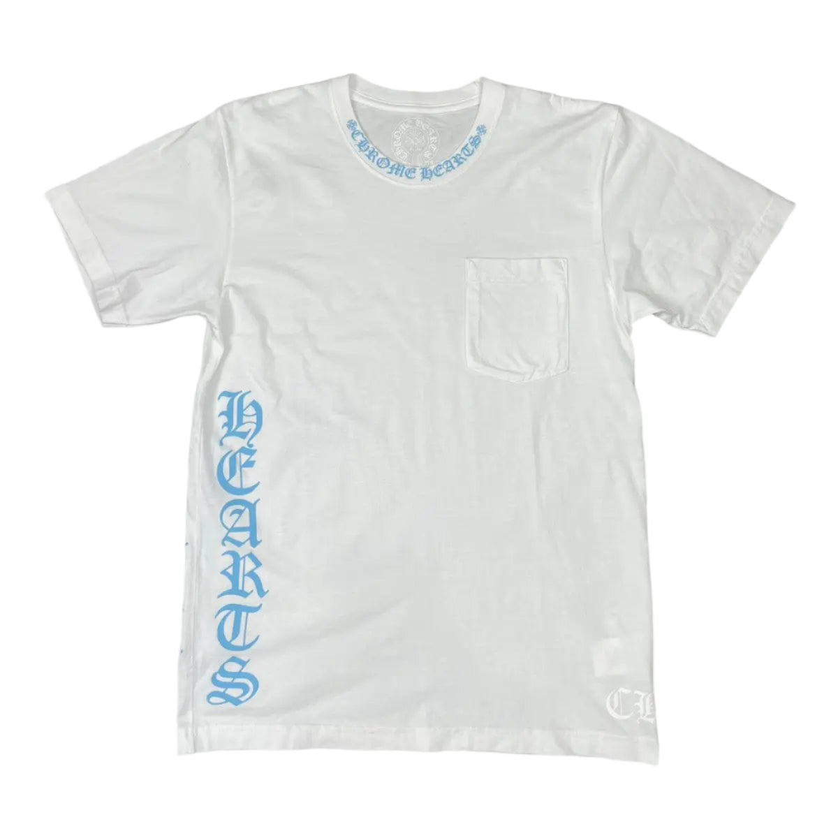 Chrome Hearts Script Neck Logo T-Shirt White/Light Blue