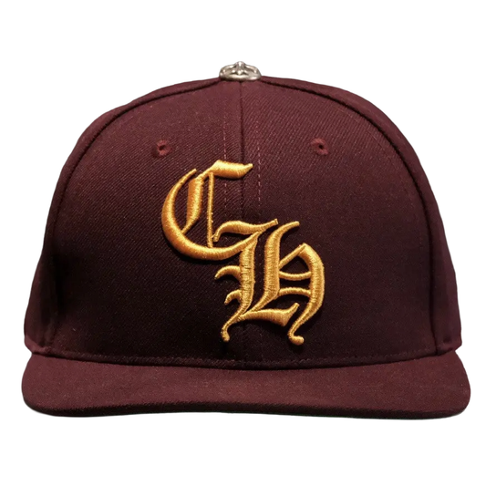 Chrome Hearts CH Baseball Hat Burgundy/Gold
