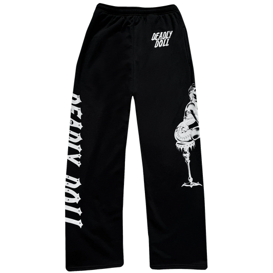 Deadly Doll Skele Robot Sweatpants Black