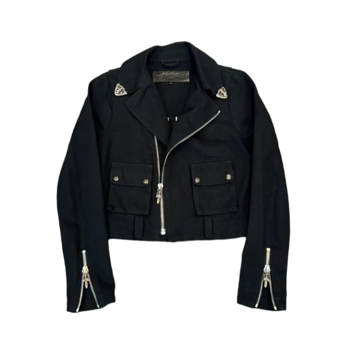 Chrome Hearts Denim Dagger Biker Jacket Black