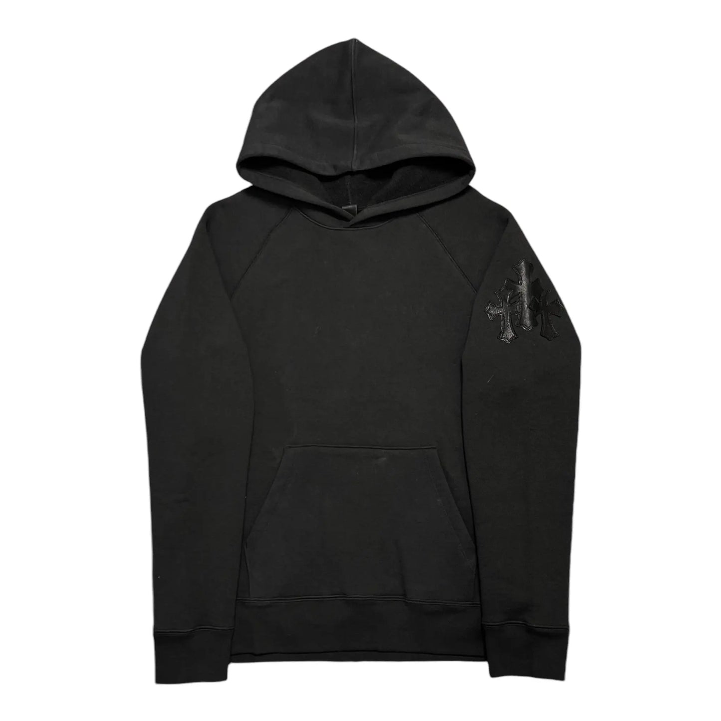 Chrome Hearts Paper Jam Leather Triple Cross Hoodie Black