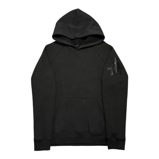 Chrome Hearts Paper Jam Leather Triple Cross Hoodie Black