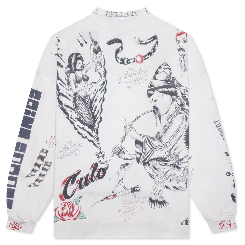 SAINT Michael Drawing L/S Tee White