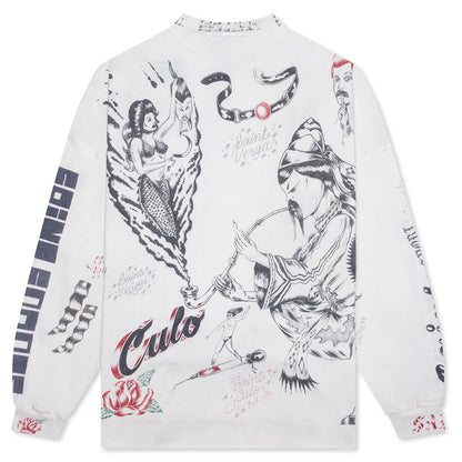 SAINT Michael Drawing L/S Tee White