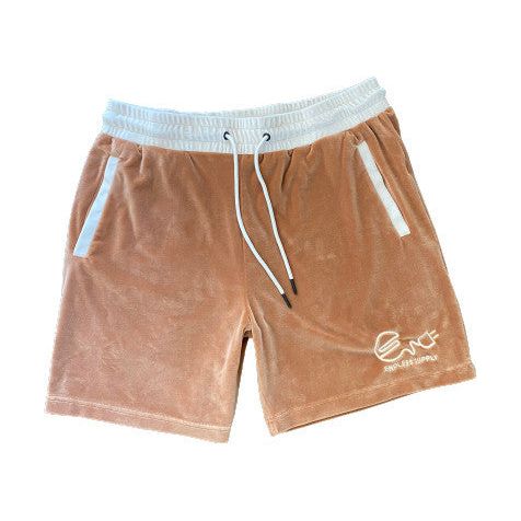 Endless Supply Velour Shorts Latte