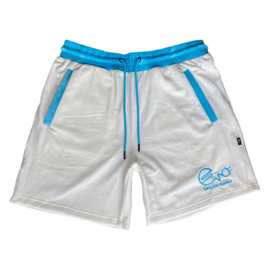 Endless Supply Velour Shorts White/University Blue