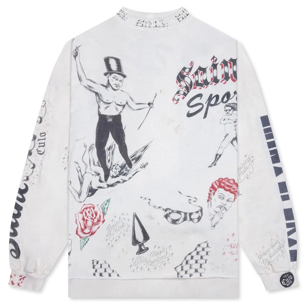 SAINT Michael Drawing L/S Tee White