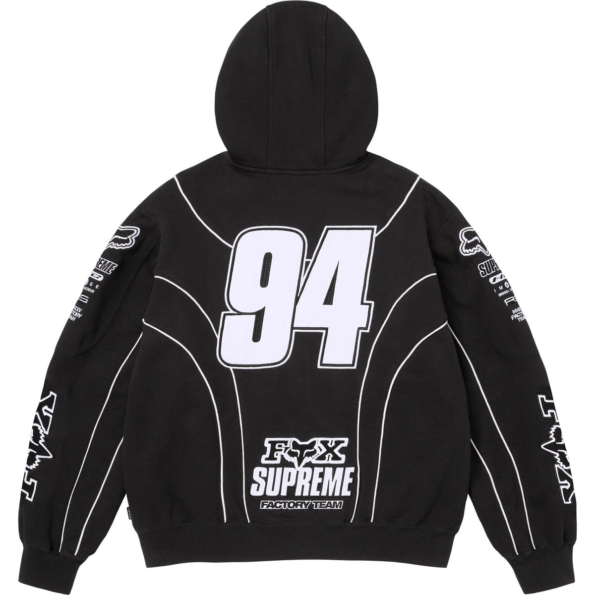 Supreme®/Fox Racing® Zip-Up Hooded Sweatshirt Black