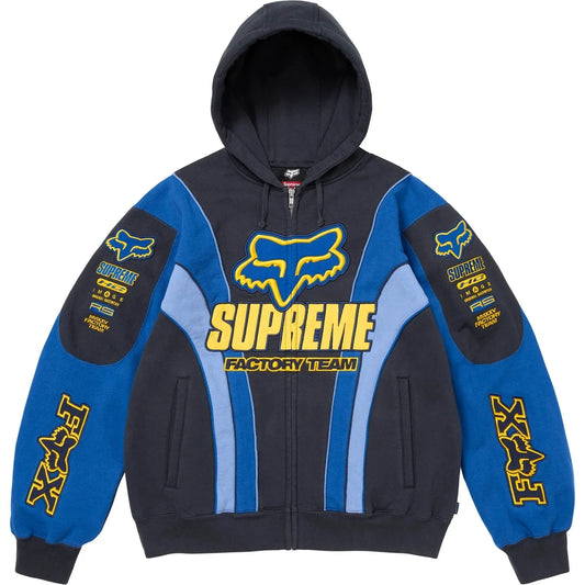 Supreme®/Fox Racing® Zip-Up Hooded Sweatshirt Navy