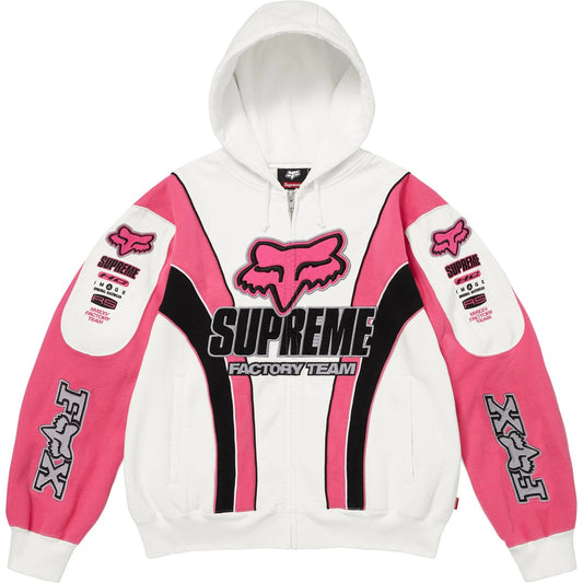Supreme®/Fox Racing® Zip-Up Hooded Sweatshirt White