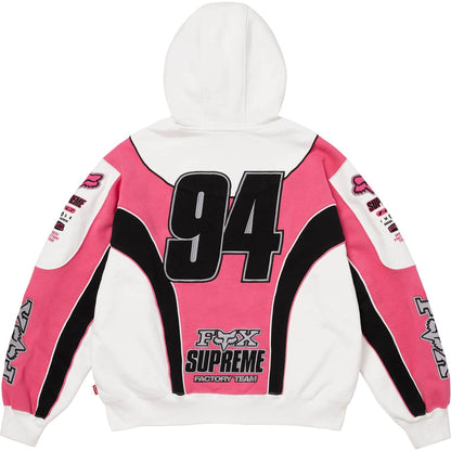 Supreme®/Fox Racing® Zip-Up Hooded Sweatshirt White