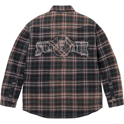 Supreme®/True Religion® Quilted Lined Plaid Flannel Shirt Black