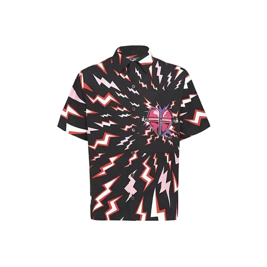 Prada Lightning Print Short Sleeve Shirt