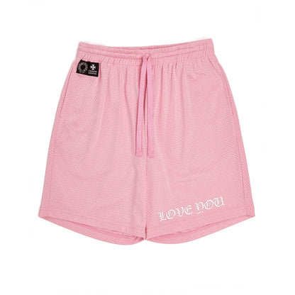 Chrome Hearts Love You Mesh Varsity Shorts Pink