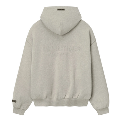 Fear of God Essentials Embossed 90s Fit Fleece Zip-Up Hoodie Warm Heather