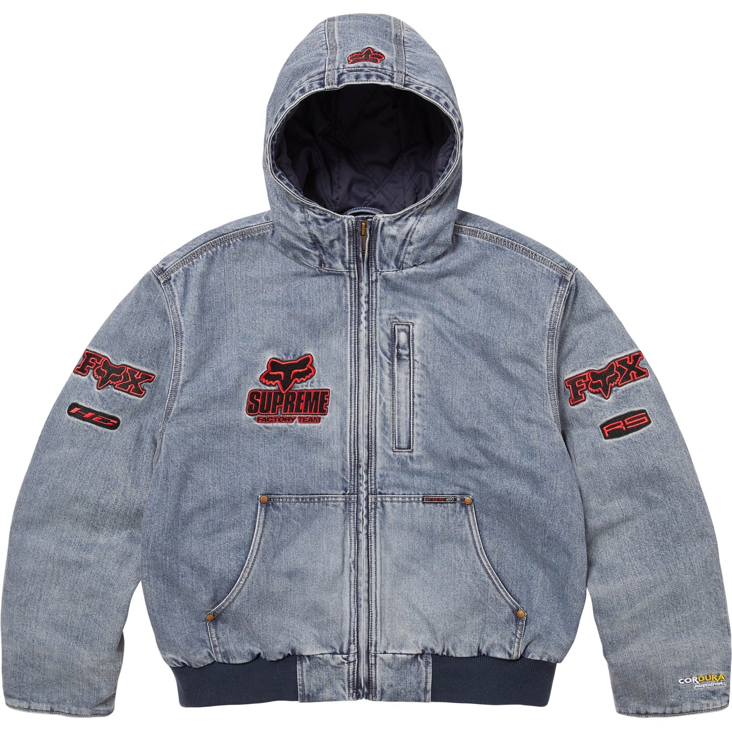 Supreme Fox Racing Hooded Work Jacket Denim