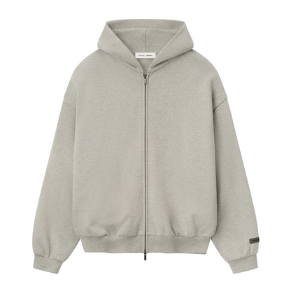 Fear of God Essentials Embossed 90s Fit Fleece Zip-Up Hoodie Warm Heather