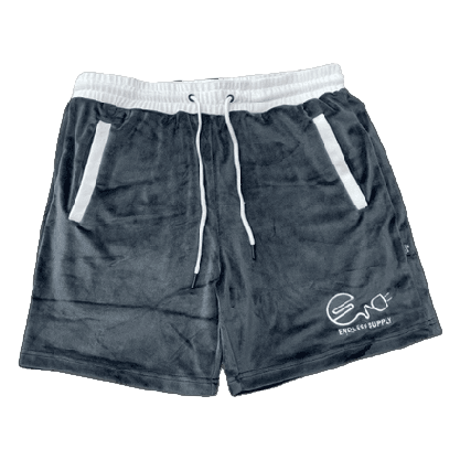 Endless Supply Velour Shorts Wolf Grey/White