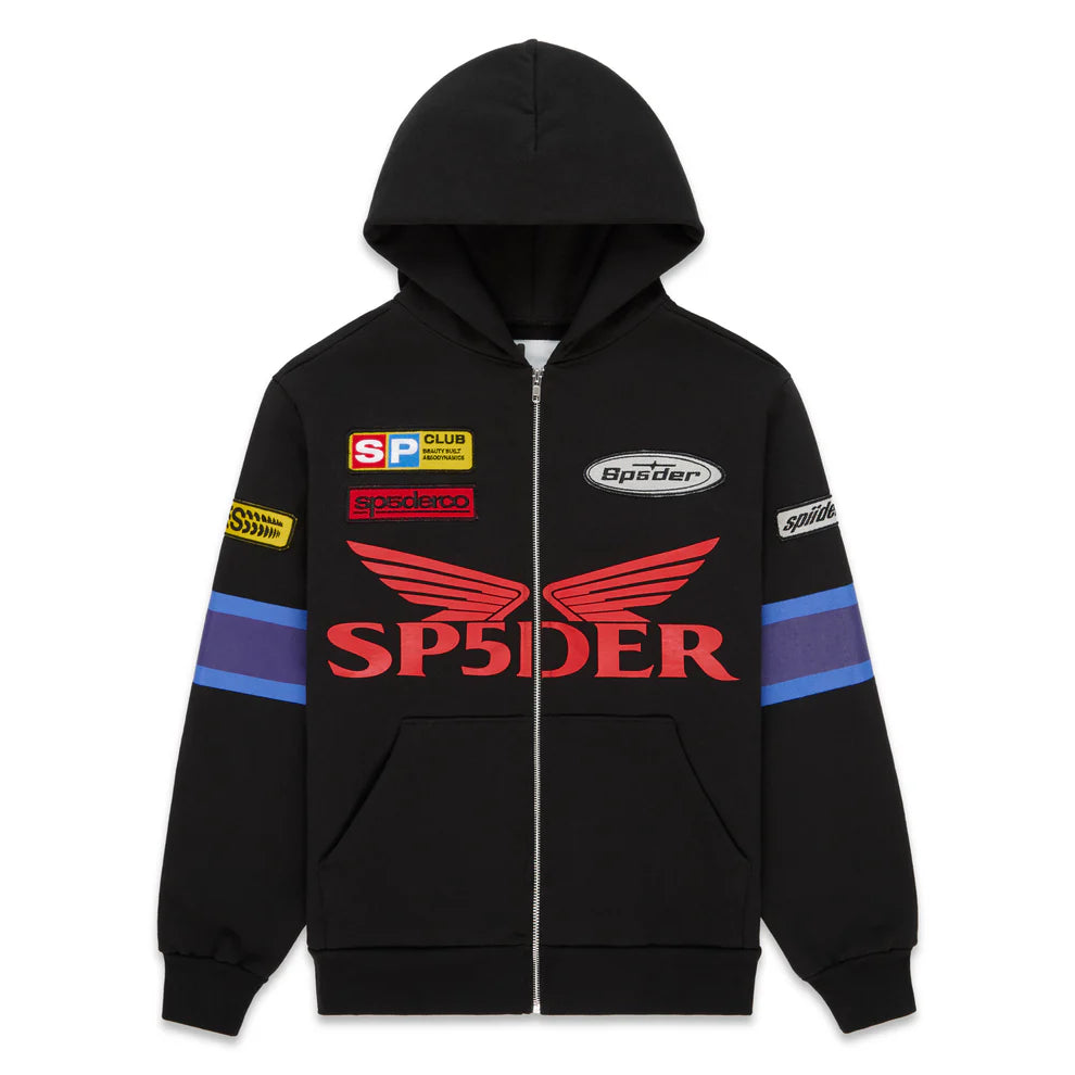 Sp5der GT Wings Zip Up Hoodie Black