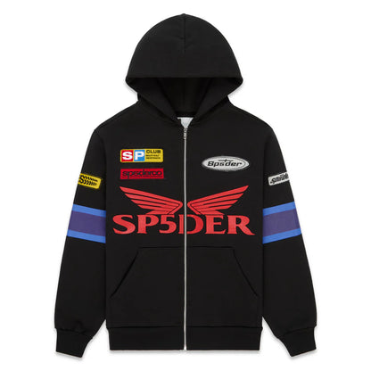 Sp5der GT Wings Zip Up Hoodie Black