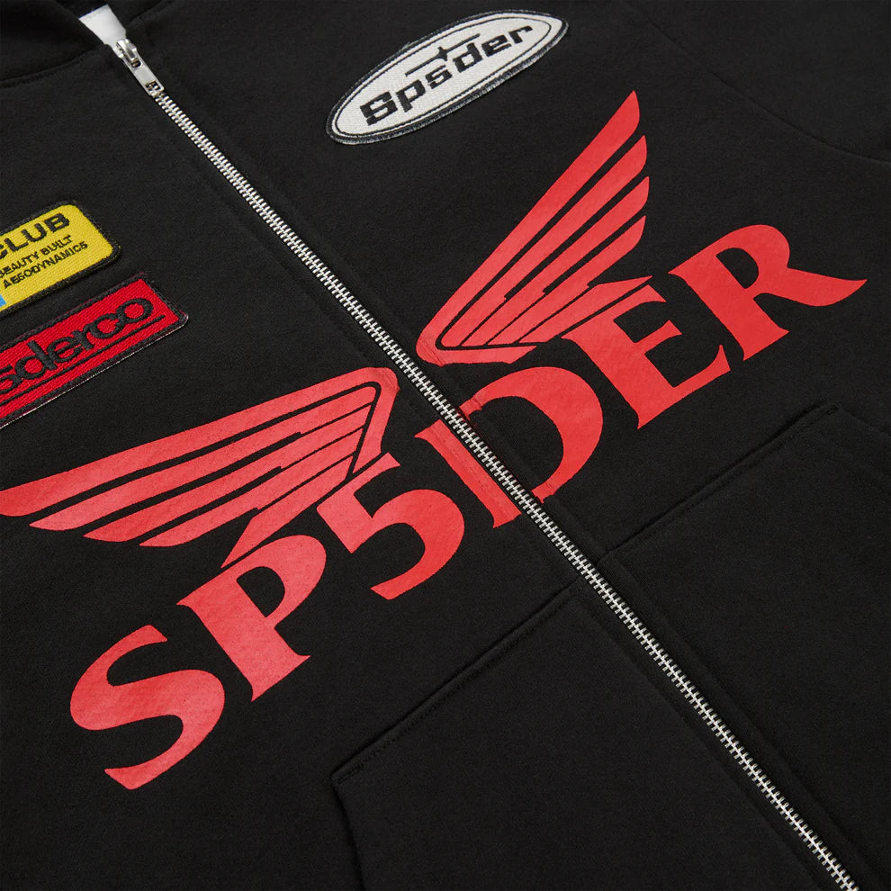 Sp5der GT Wings Zip Up Hoodie Black
