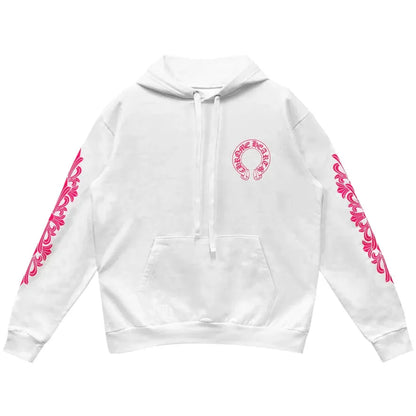 Chrome Hearts Horseshoe Floral Hoodie White/Pink