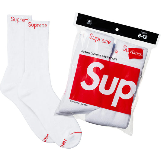 Supreme®/Hanes® Crew Socks (4 Pack) White