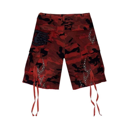 Hellstar Studded Cargo Shorts Red