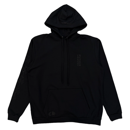 Chrome Hearts Miami Exclusive Vertical Logo Cemetery Sleeve Hoodie Black/Black