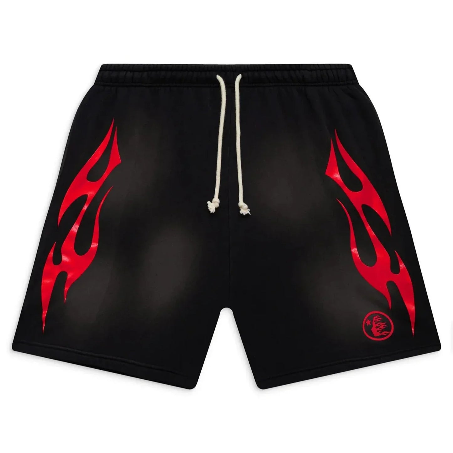 Hellstar Flame Shorts Black Red