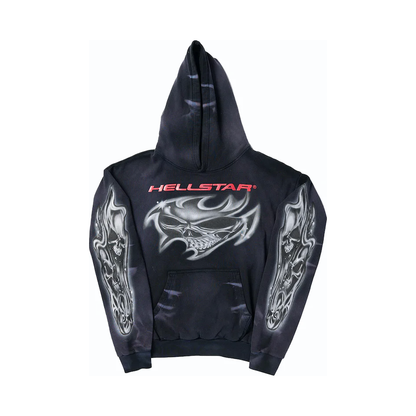 Hellstar Airbrushed Skull Hoodie Black