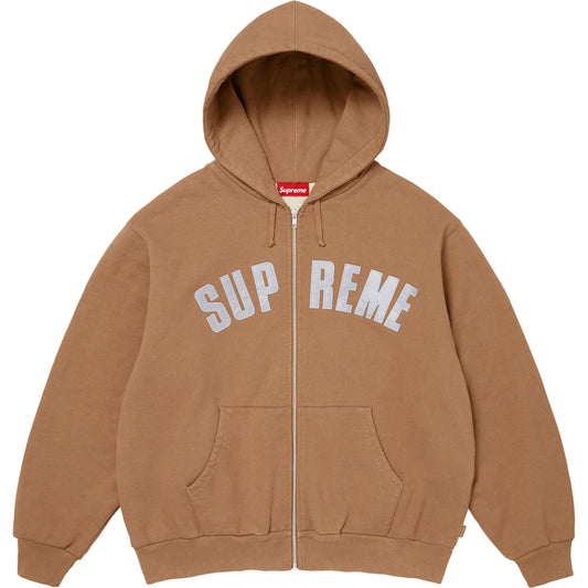 Supreme Arc Thermal Lined Zip-Up Hooded Sweatshirt Light Brown