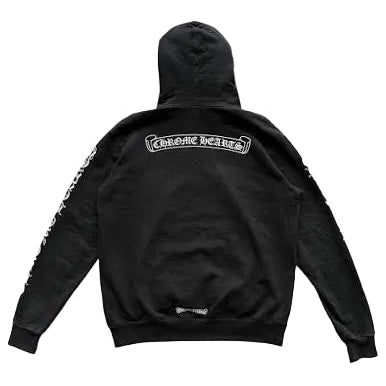 Chrome Hearts Scroll Logo Hoodie Black/White