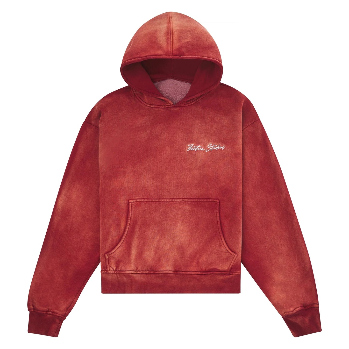 Thirteen Studios Embroidered Logo Hoodie Faded Red