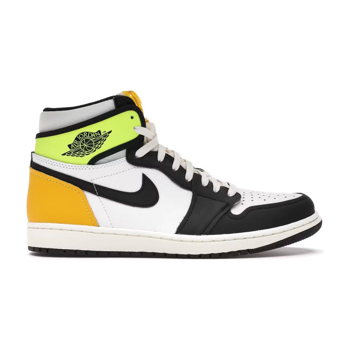 Jordan 1 Retro High White Black Volt University Gold