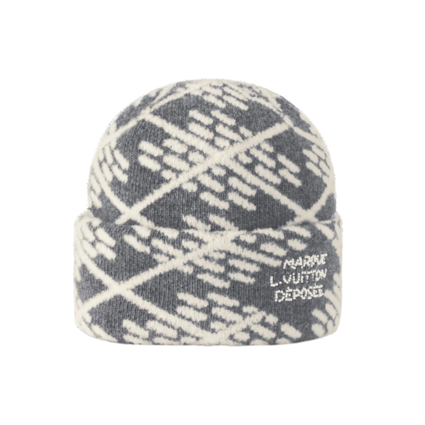 Louis Vuitton 57th Street NYC LV Crush Damier Argyle Beanie Dark Grey