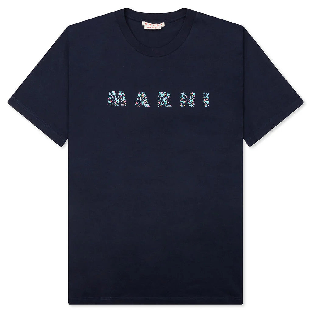 Marni Floral Logo T-Shirt Midnight Navy