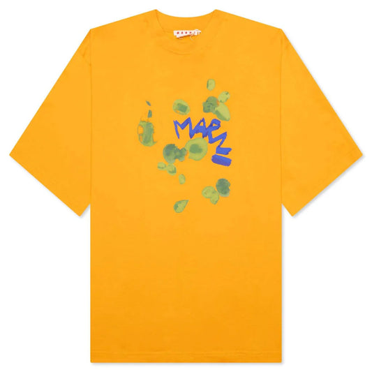 Marni Organic Cotton Dripping Flower Print T-Shirt Light Orange