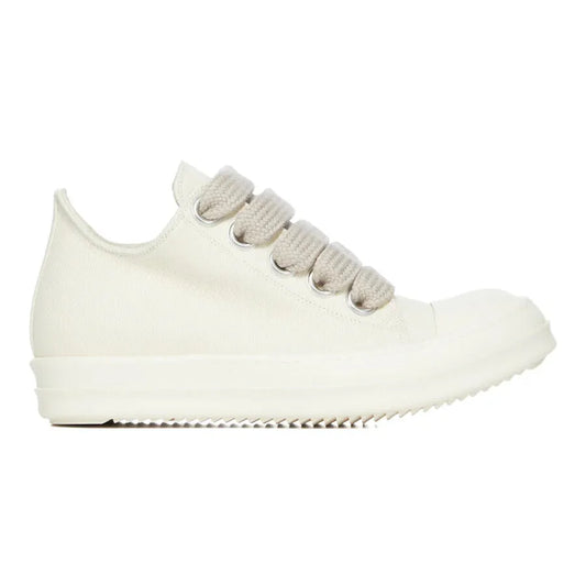 Rick Owens DRKSHDW Temple Overdyed Denim Jumbo Laced Low Sneakers Milk/Milk/Milk