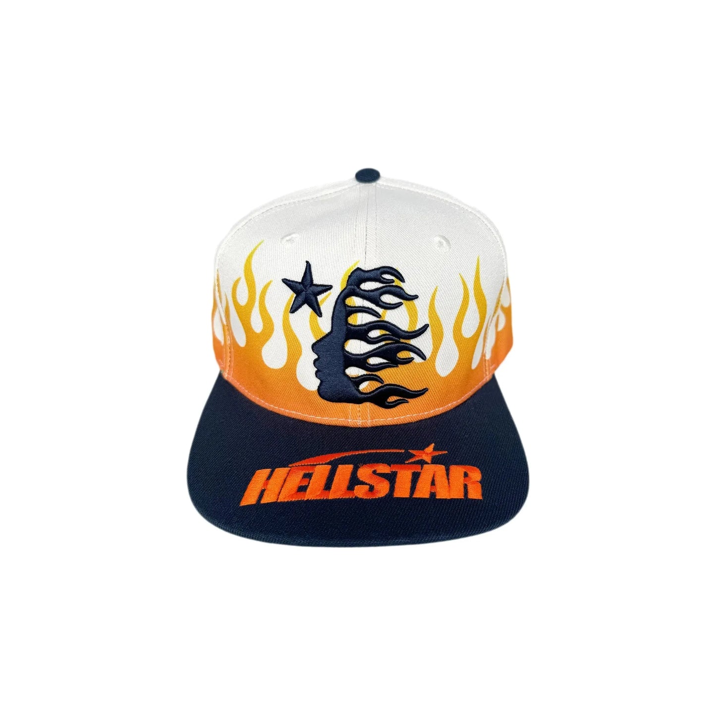 Hellstar Flame Vintage Snapback Hat Cream/Navy