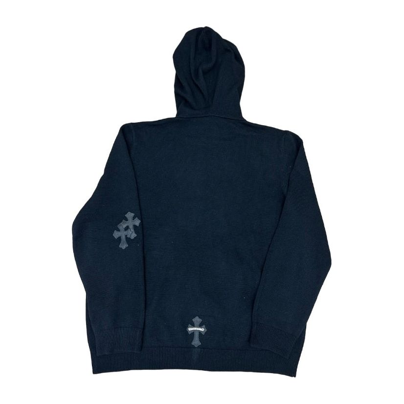 Chrome Hearts Cashmere Leather Cross Hoodie Black