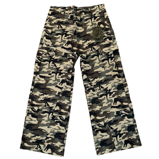 Saint Vanity Camo Green Patch Nylon Cargo Pants
